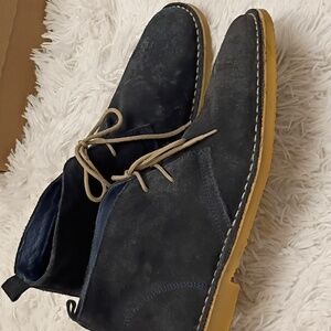 Kurt Geiger Navy Suede Leather Lace-up Desert Boots Size 11
